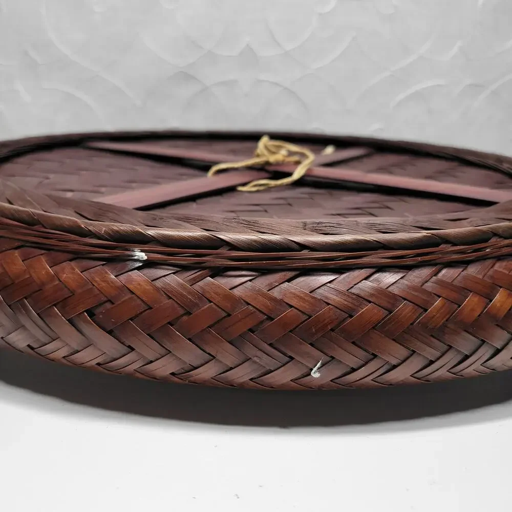 Vintage 1949 Handmade Woven Bamboo Tray 16